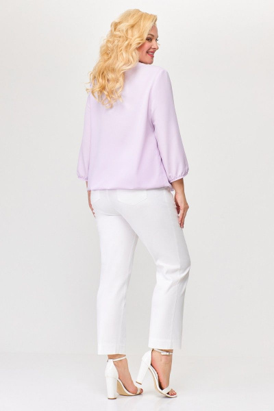 Блузка из текстиля в фиолетовых оттенках с встречными складками Swallow 673.1 - фото 8