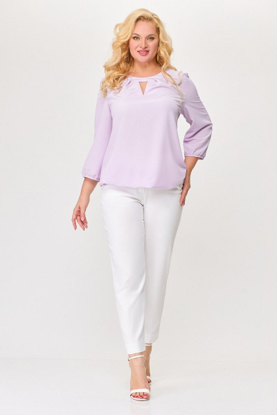 Блузка из текстиля в фиолетовых оттенках с встречными складками Swallow 673.1 - фото 6