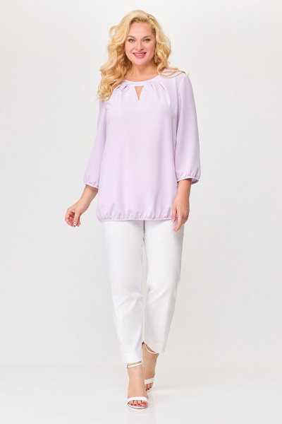 Блузка из текстиля в фиолетовых оттенках с встречными складками Swallow 673.1 - фото 4