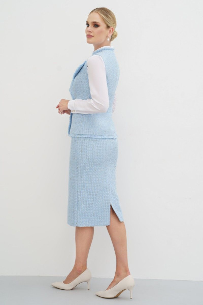 Юбка, блуза и жилет из текстиля и шифона в деловом стиле Urs 21-715-1 - фото 4