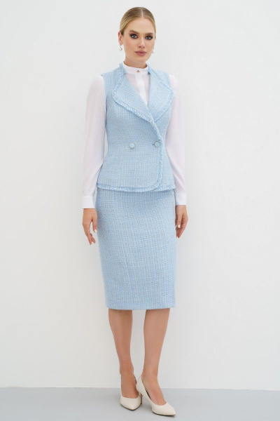 Юбка, блуза и жилет из текстиля и шифона в деловом стиле Urs 21-715-1 - фото 3