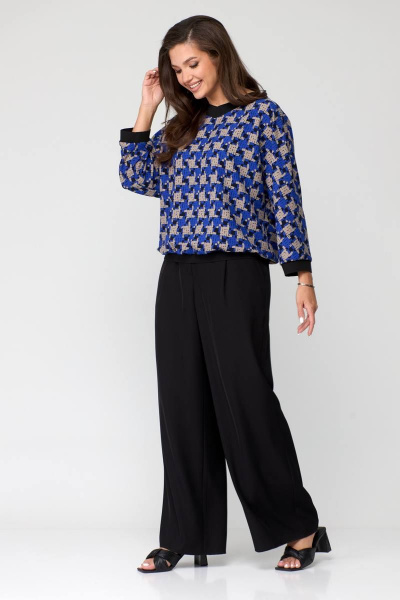 Блуза, брюки Runella 1581 черный_синий - фото 7