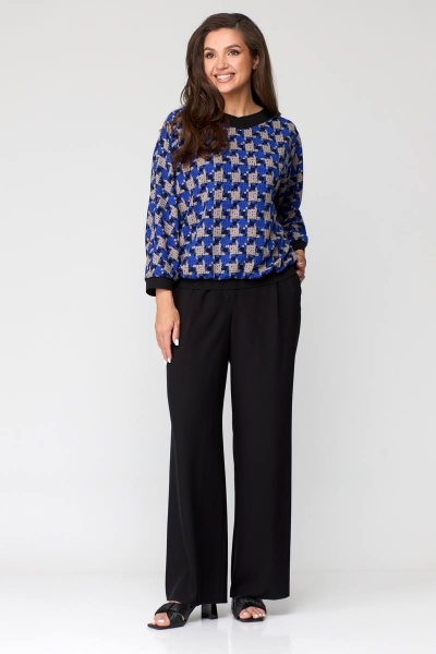 Блуза, брюки Runella 1581 черный_синий - фото 6