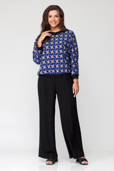 Блуза, брюки Runella 1581 черный_синий - фото 4