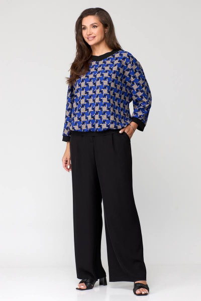 Блуза, брюки Runella 1581 черный_синий - фото 3
