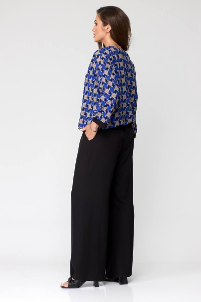 Блуза, брюки Runella 1581 черный_синий - фото 2