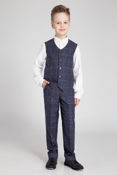 Деловой жилет для мальчика из текстиля с регулируемыми паты Panda Kids 253137-128 Синий - фото 1