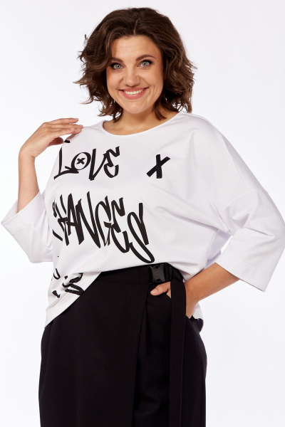 Джемпер с принтом и юбка макси из костюмной ткани Michel chic 1348 белый,черный - фото 3