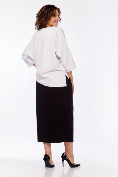 Джемпер с принтом и юбка макси из костюмной ткани Michel chic 1348 белый,черный - фото 8