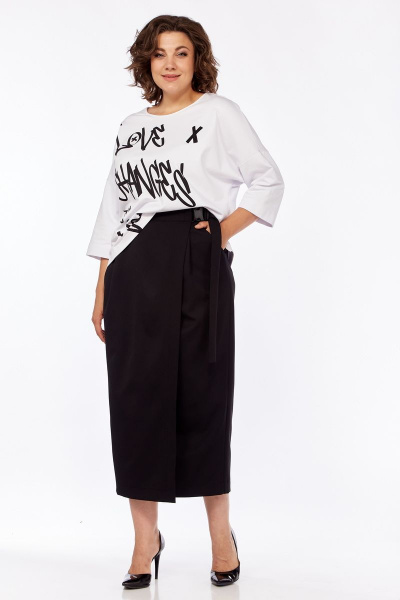Джемпер с принтом и юбка макси из костюмной ткани Michel chic 1348 белый,черный - фото 5
