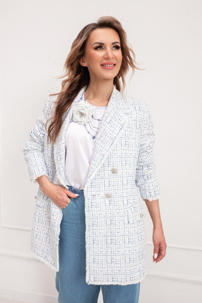 Жакет Butеr 2657 бело-голубой - фото 6