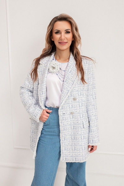 Жакет Butеr 2657 бело-голубой - фото 4