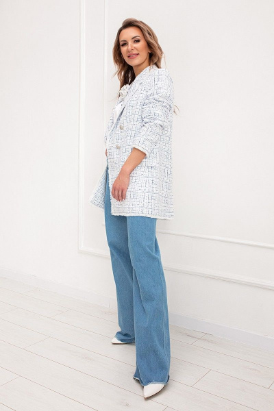 Жакет Butеr 2657 бело-голубой - фото 3