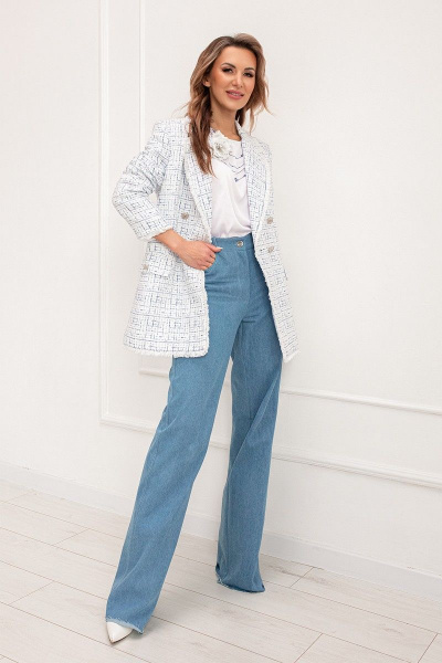 Жакет Butеr 2657 бело-голубой - фото 2