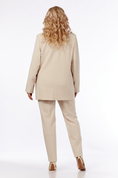 Деловой костюм из текстиля с жакетом и брюками SVT-fashion 584 молочный - фото 3