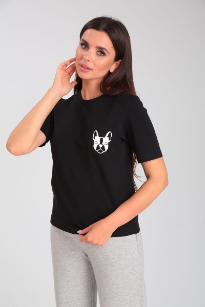 Летний укороченный хлопковый джемпер с карманом HIT 2018 черный - фото 1