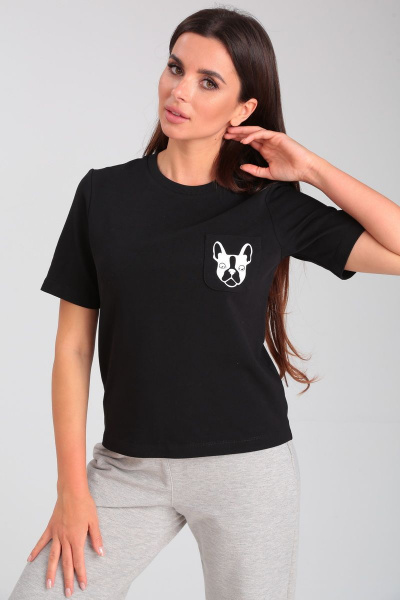 Летний укороченный хлопковый джемпер с карманом HIT 2018 черный - фото 2