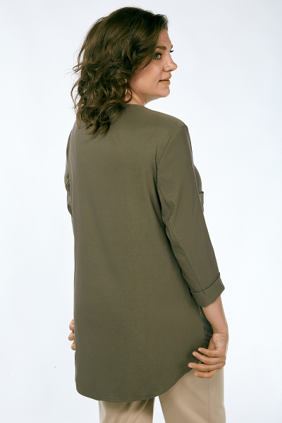 Демисезонная блуза-рубашка из текстиля с накладными карманами Algranda А3936-2-5 - фото 2