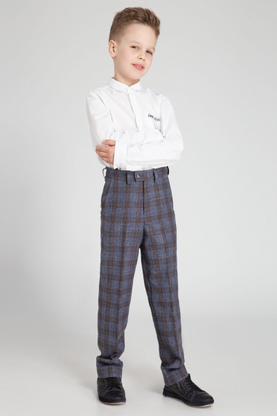 Классические брюки с застежкой на пуговицу и регуляторами Panda Kids 352960-140 Синий - фото 3
