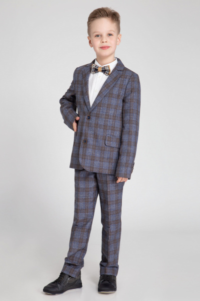 Классический пиджак для мальчика с отложным воротником Panda Kids 353030-134 Синий - фото 1