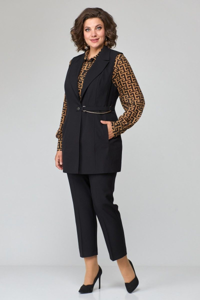 Брюки и жилет бизнес-класс из текстиля ANASTASIA MAK 1115 черный - фото 2