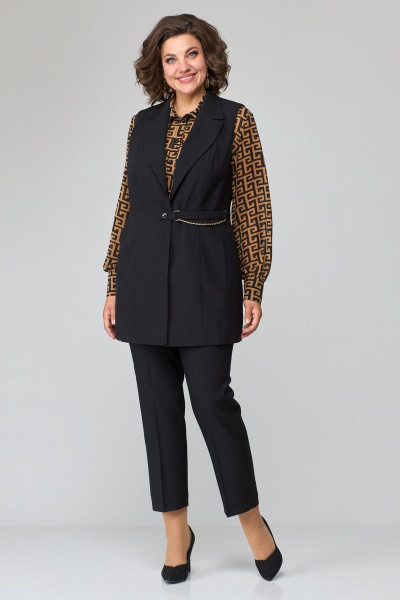 Брюки и жилет бизнес-класс из текстиля ANASTASIA MAK 1115 черный - фото 1