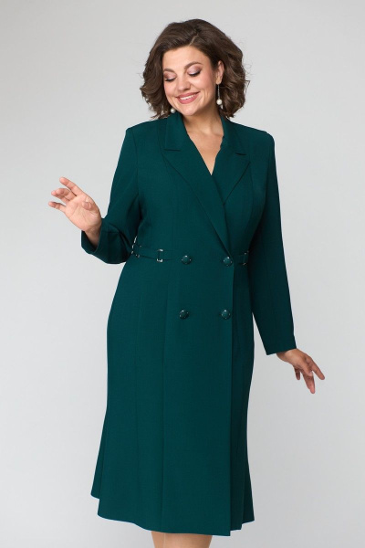 Платье деловое за колено с рельефами ANASTASIA MAK 1121 зелёный - фото 7