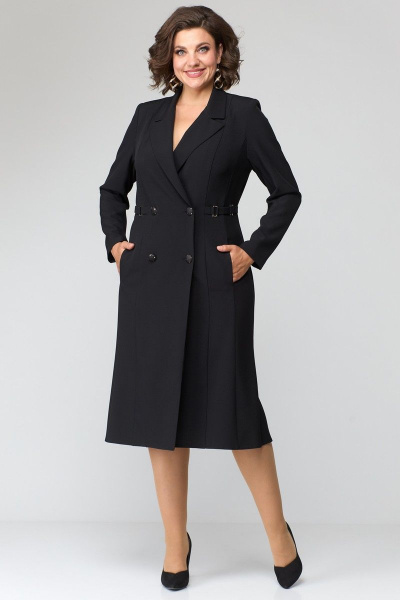 Платье за колено с втачными рукавами ANASTASIA MAK 1121 черный - фото 3