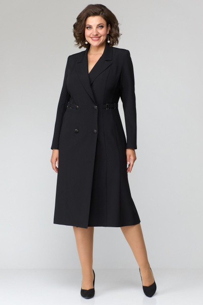 Платье за колено с втачными рукавами ANASTASIA MAK 1121 черный - фото 1