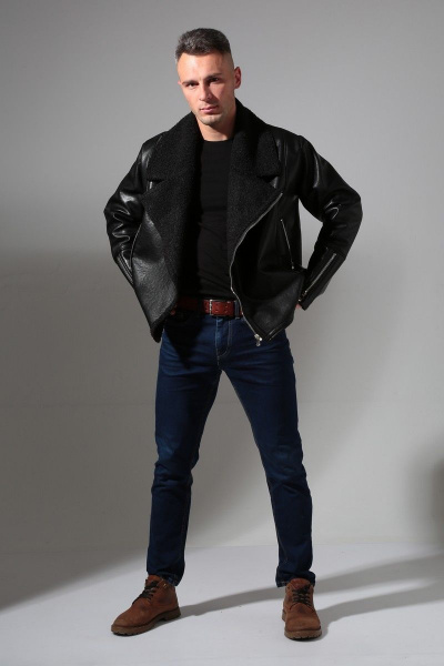 Дубленка мужская короткая из экокожи с карманами Celentano 3014.1 черный - фото 5