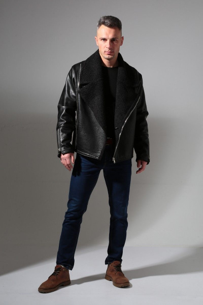 Дубленка мужская короткая из экокожи с карманами Celentano 3014.1 черный - фото 6