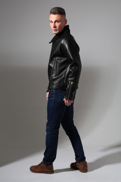Дубленка мужская короткая из экокожи с карманами Celentano 3014.1 черный - фото 8