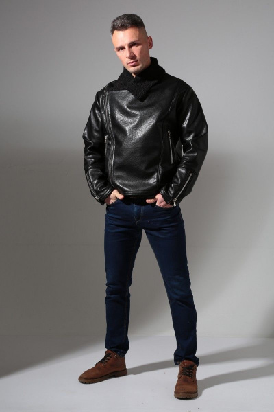 Дубленка мужская короткая из экокожи с карманами Celentano 3014.1 черный - фото 7