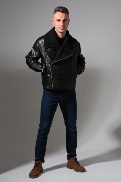 Дубленка мужская короткая из экокожи с карманами Celentano 3014.1 черный - фото 4