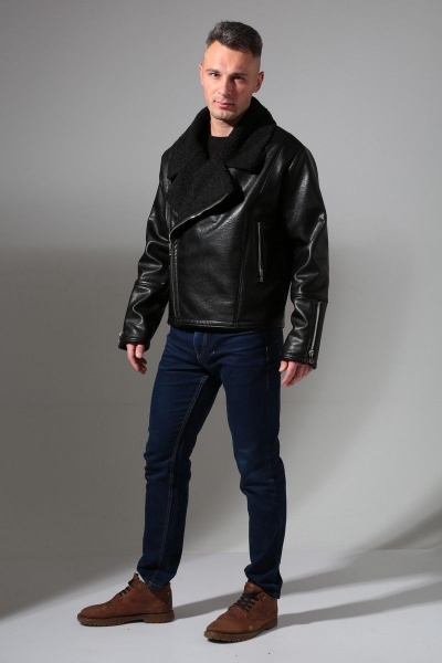 Дубленка мужская короткая из экокожи с карманами Celentano 3014.1 черный - фото 3