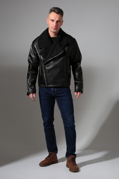 Дубленка мужская короткая из экокожи с карманами Celentano 3014.1 черный - фото 2