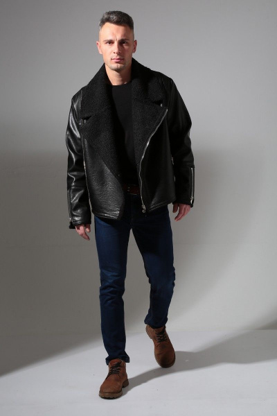 Дубленка мужская короткая из экокожи с карманами Celentano 3014.1 черный - фото 1