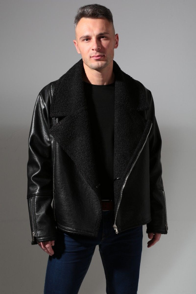 Дубленка мужская короткая из экокожи с карманами Celentano 3014.1 черный - фото 11