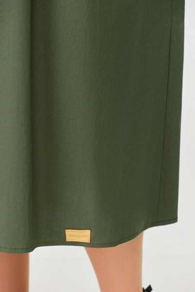 Платье прямого силуэта из хлопка Swallow 675 хаки - фото 16