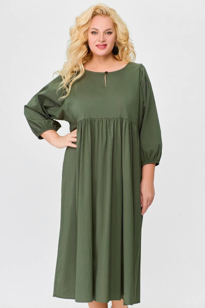 Платье прямого силуэта из хлопка Swallow 675 хаки - фото 14