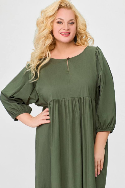 Платье прямого силуэта из хлопка Swallow 675 хаки - фото 12