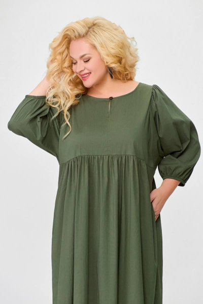 Платье прямого силуэта из хлопка Swallow 675 хаки - фото 11