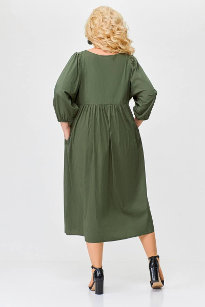 Платье прямого силуэта из хлопка Swallow 675 хаки - фото 6
