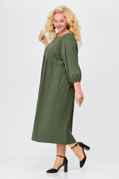 Платье прямого силуэта из хлопка Swallow 675 хаки - фото 5