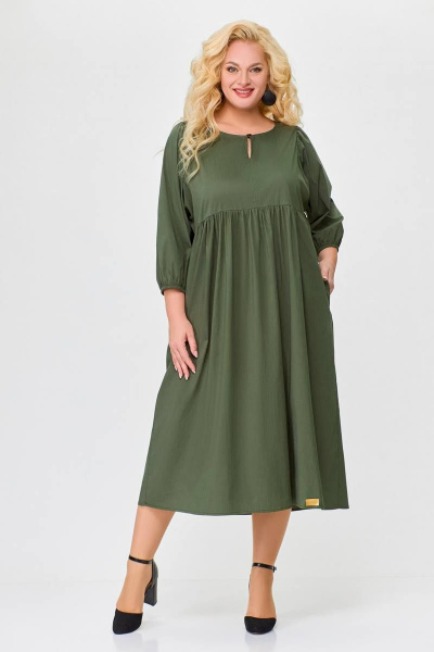 Платье прямого силуэта из хлопка Swallow 675 хаки - фото 1