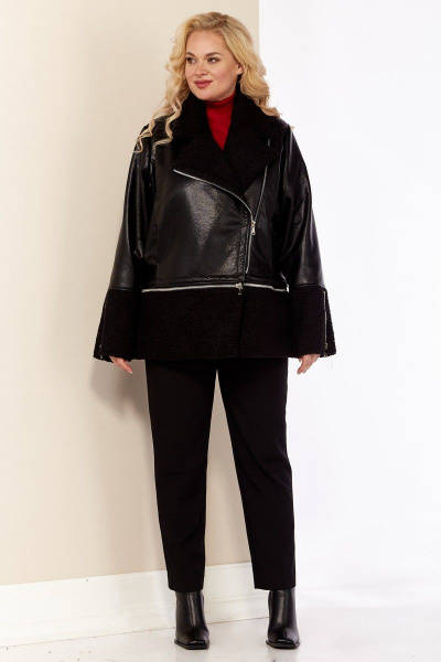 Демисезонная дубленка-трансформер из экокожи с мехом Celentano 2025.1 черный - фото 1
