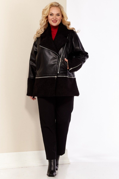 Демисезонная дубленка-трансформер из экокожи с мехом Celentano 2025.1 черный - фото 8