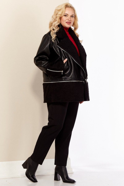 Демисезонная дубленка-трансформер из экокожи с мехом Celentano 2025.1 черный - фото 6