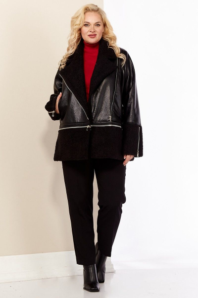 Демисезонная дубленка-трансформер из экокожи с мехом Celentano 2025.1 черный - фото 4