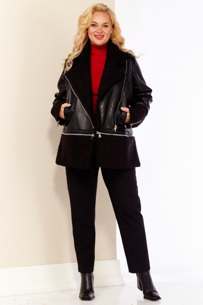 Демисезонная дубленка-трансформер из экокожи с мехом Celentano 2025.1 черный - фото 3